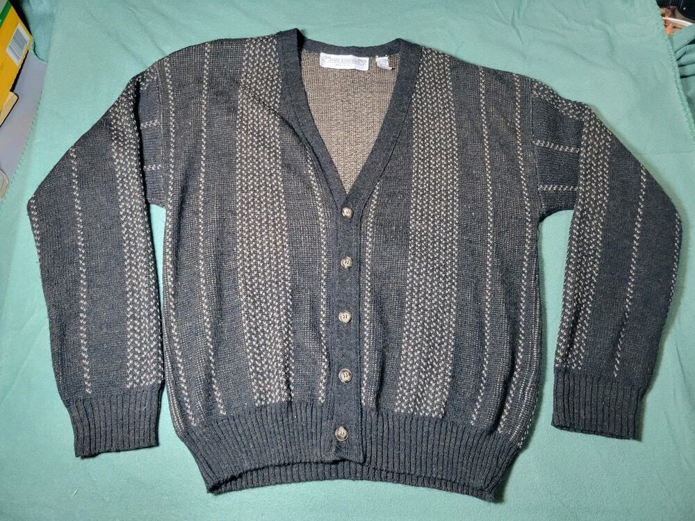 Vintage Grandpa Cardigan Sweater Mens M V-Neck Cobain Nirvana Made Italy 90s